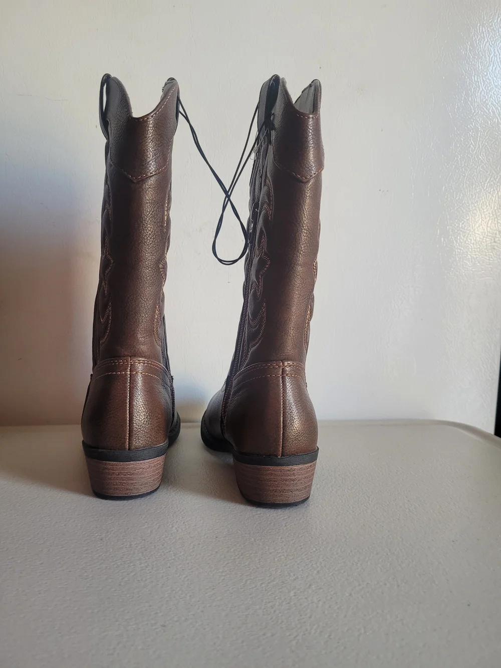 Cat & Jack Kids Girls Side Zipper Brown Cowgirl Western Boots - Size 13